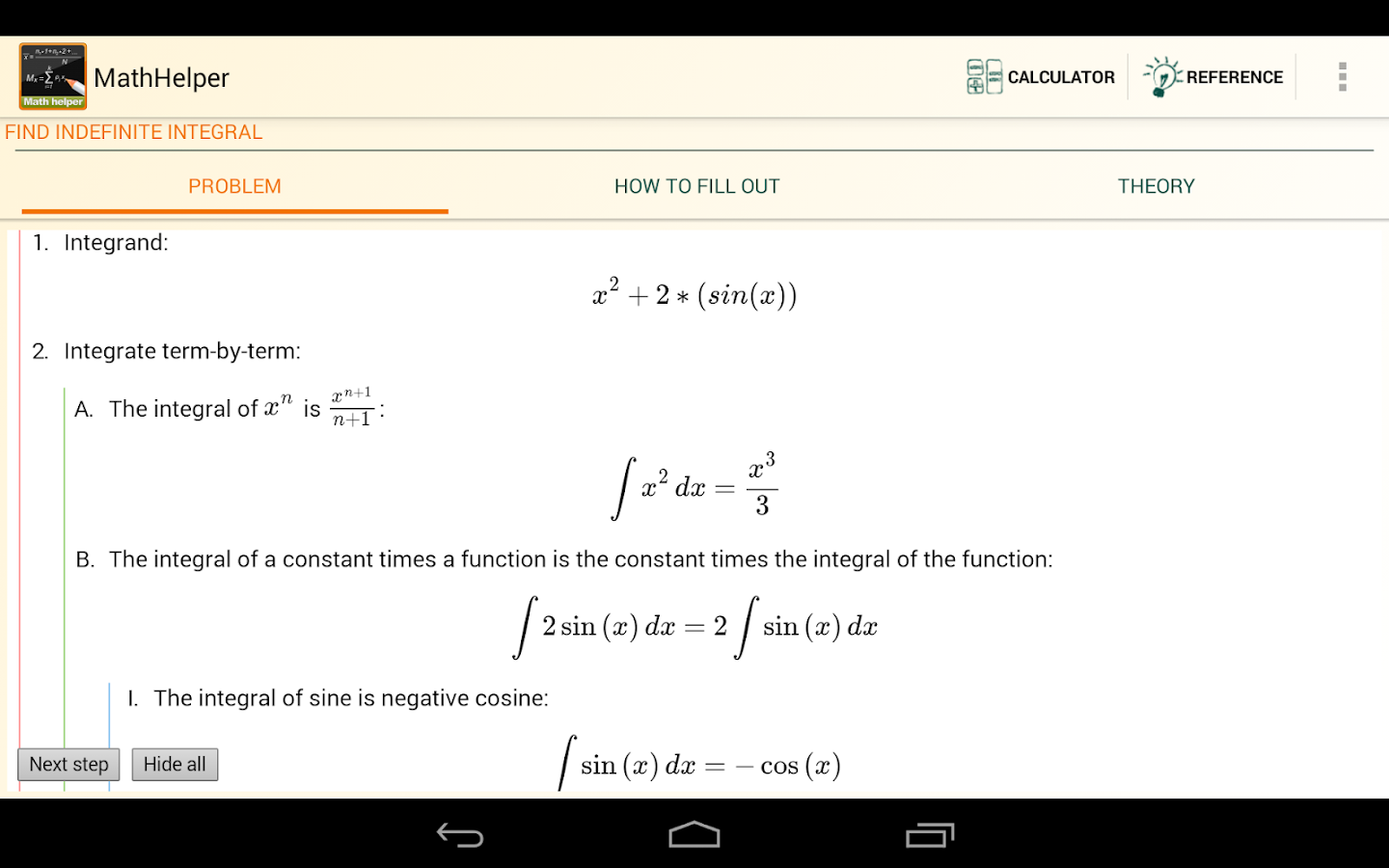 Algebra & Calculus - Integrals - screenshot
