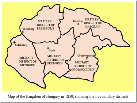 Hungarian Military Districts in 1850