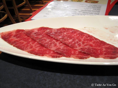 Kobe Beef Short Rib for Shabu Shabu Grill at Red & Black in New York, NY - Photo by Taste As You Go