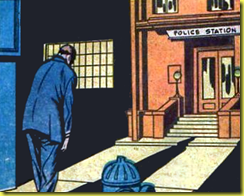 Art of a man on drak street in this vintage old classic collector's comic book