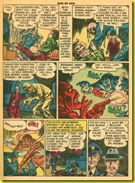 Rare vintage back issue comic book page showing a man strangling a woman and another man in the 1953 Quality Comics magazine Web of Evil.