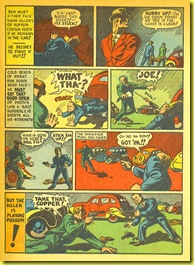 Cartoon gangsters and violence in old back issue comic book story by Plastic Man artist Jack Cole