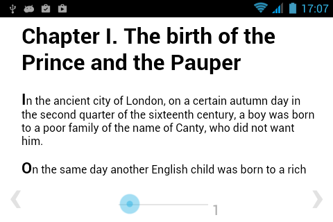 Android application BiBook of Prince &amp; the Pauper screenshort