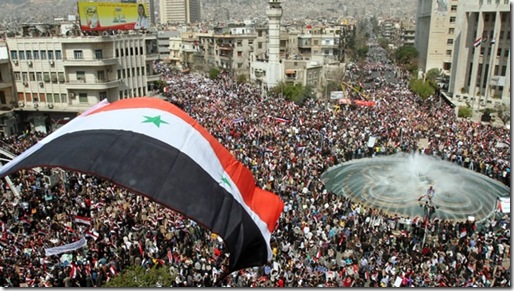 Manifestacion progobierno en Damasco