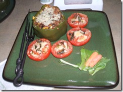 Quinoa stuffed peppers and roasted tomatoes