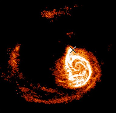 distribuição de hidrogênio na galáxia Whirlpool (M51)