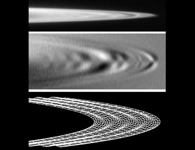 ondulações nos anéis de Júpiter