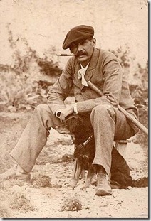 Benito Pérez Galdós con su perro en Las Palmas (1890)