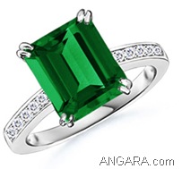 Emerald-Cut-Colombian-Emerald-Ring-with-Diamond-Accent-Shank-in-Platinum-(10X8-mm)_