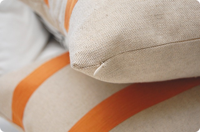 orange parallel striped pillow 004