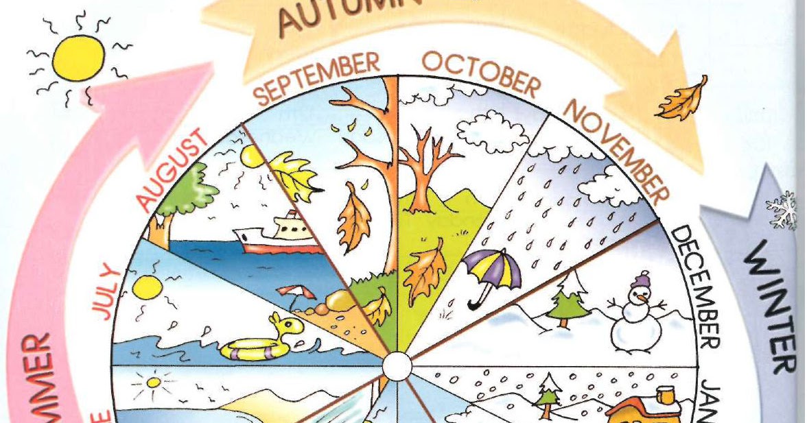 Времена года и месяцы в картинках для детей распечатать