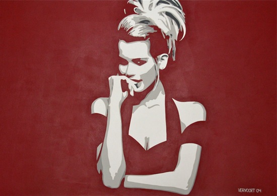 Claudia Schiffer painting by Luc Vervoort