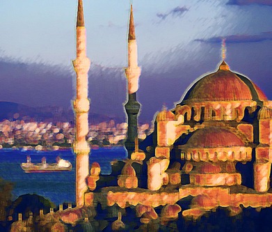 Mosque and the Bosphorus_ Istanbul_ Turkey