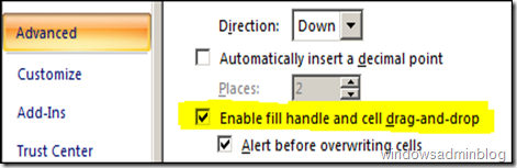 enable drag and drop inexcel