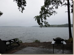 Rainy Campsite View of Lake
