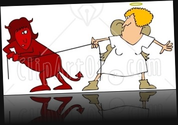 25829-Clipart-Illustration-Of-A-Red-Evil-Devil-Woman-In-A-Fight-Of-Tug-Of-War-With-A-Good-Angel-Woman