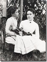 Helen Keller with Anne Sullivan vacationing at Cape Cod in July 1888.