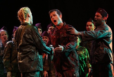 Jonathan Blalock as Tonio in Donizetti's LA FILLE DU RÉGIMENT, Tel Aviv, 2010 [Photo courtesy of Mr. Blalock]