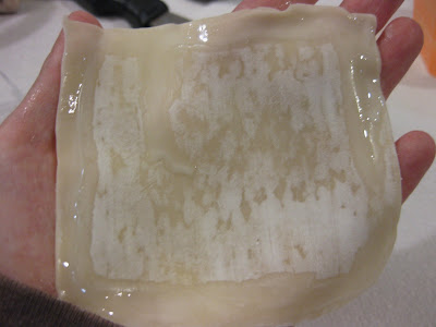 photo of a wrapper moistened around the edges