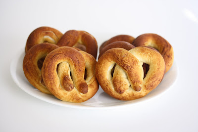 photo of soft pretzels on a plate