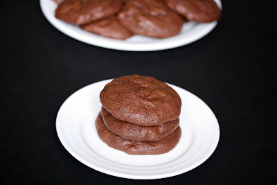 Brownie cookies stacked on a plate