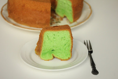 photo of a slice of Pandan Chiffon Cake