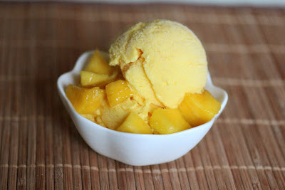 photo of a bowl of mango ice cream