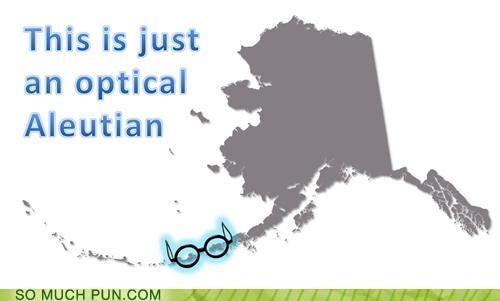 image of the Aleutian islands with glasses