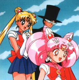 Sailor Moon, Tuxedo Mask e Sailor Mini Moon