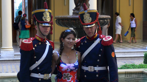 Presidential palace guards with a girl in Buenos Aires, Argentina