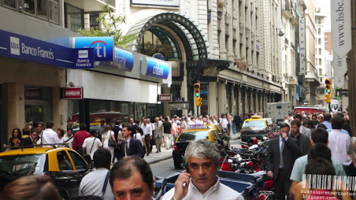 Zig-Zaging in Stop and Go Mode through the Crowded Streets of Microcentro in Buenos Aires, Argentina