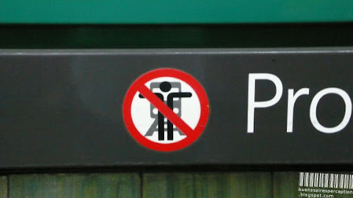 Don't Hug the Train Sign in the Subte of Buenos Aires, Argentina