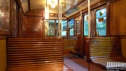 Wooden Interior of Subte Linea A in Buenos Aires, Argentina