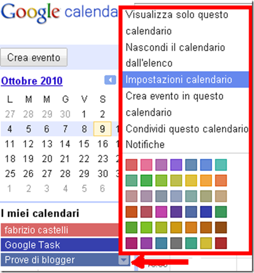 impostazioni inserire aggiungere calendario blog blogger