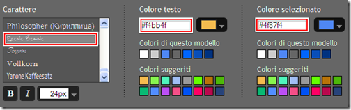 come modificare colore dimensione carattere link menu blogspot