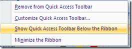 Show Quick Access Toolbar Below the Ribbon