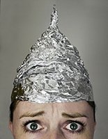 Woman in tinfoil hat