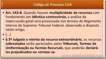 Código de Processo Civil - CPC. Art. 543-B, §3º.