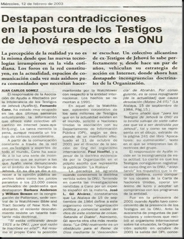 ONU - 2003 02 12- Newspaper - Pais Spain
