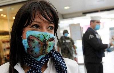 Girl Wearing Butterfly Swine Flu Mask