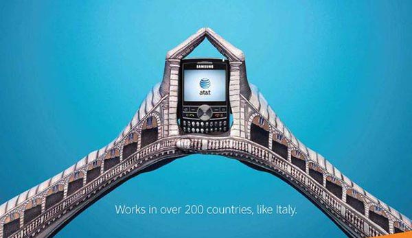 23 creative ads by AT&T [hand-modelling advertisements] - Ponte di Rialto, Venice, Italy