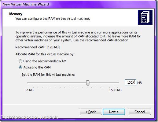 6Manual RAM Configuration of Virtual Machine