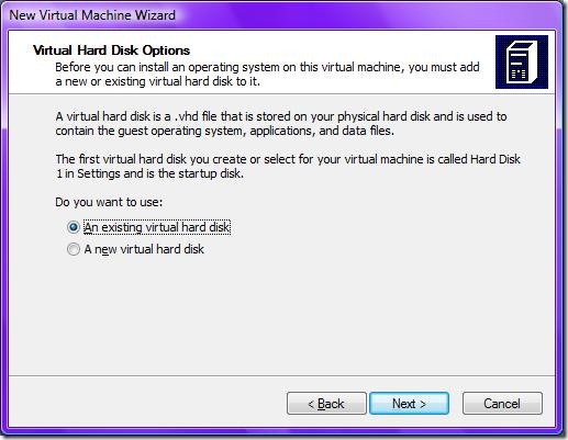 7.a Virtual Machine Virtual Hard Disk Options Default Selected