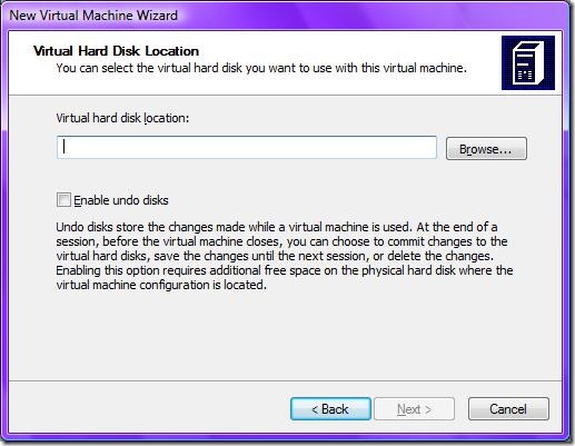 7.a.i Virtual hard disk location for already existing virtual hard disk