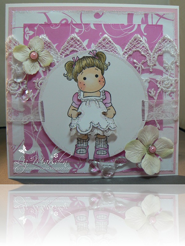 pink card with lace