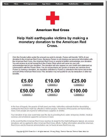 iTunes Red Cross appeal