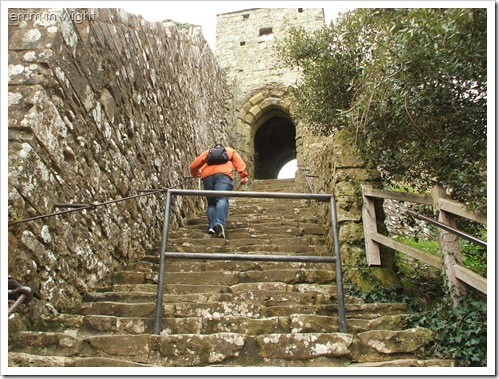 The steps leading up to the motte at Carisbrooke Castle 