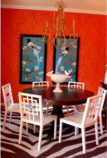  According to Jessica Claire: Get the Look: Punchy Coral Dining Room