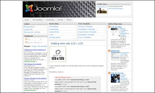 Joomla Style Template for Blogger