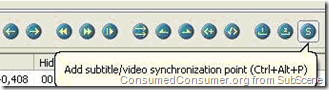 To sync the subtitle, click on "Add Subtitle/Video Synchronization Point" or press Ctrl+Alt+P:
